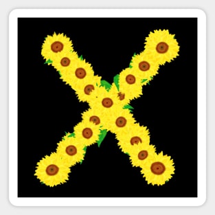 Sunflowers Initial Letter X (Black Background) Magnet